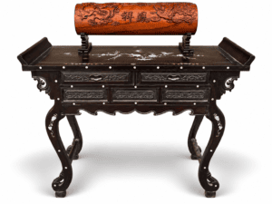 Qing Dynasty Rosewood covered with Venus ox hair pattern smooth polishing colored shell case