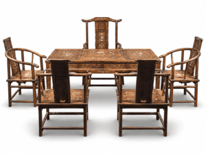 Qing Dynasty Rosewood inlaid covered with gold stars and grain polished and smooth Six-piece tea set