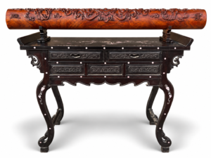 Qing Dynasty Rosewood covered with Venus ox hair pattern smooth polishing colored shell case