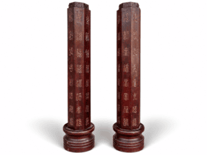 Qing Dynasty Sandalwood octagonal hand-carved pillars
