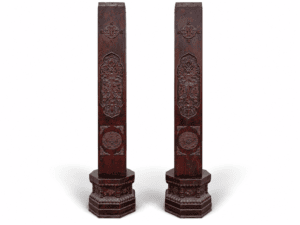 Qing Dynasty Sandalwood octagonal hand-carved pillars
