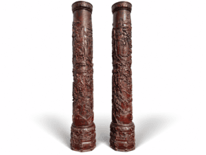Qing Dynasty Red Sandalwood carved dragon roof beams and pillars