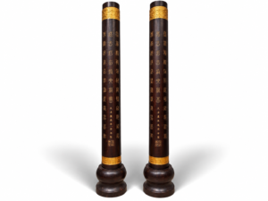 Qing Dynasty Sandalwood clouds and gold-painted hundred blessing pair pillars