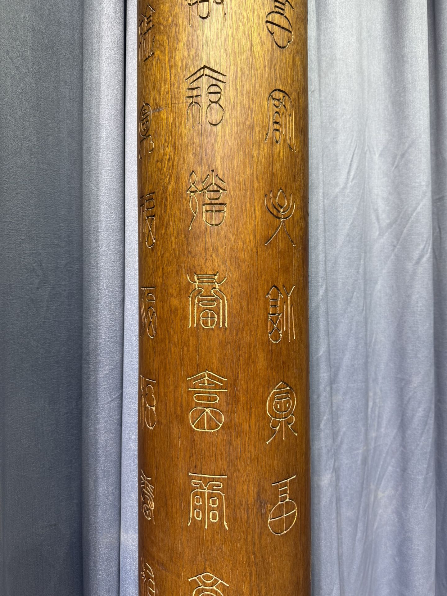 Qing Dynasty Rosewood gold-painted clouds and hundred blessing Pair pillars