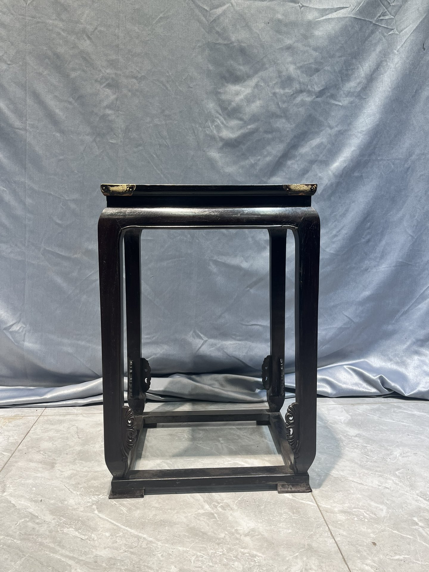 Qing Dynasty Sandalwood hand-carved clad copper Three-piece Chair and Tables set
