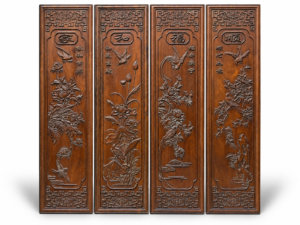 Qing Dynasty Rosewood carving Flower and Birds pattern Single-board four screens