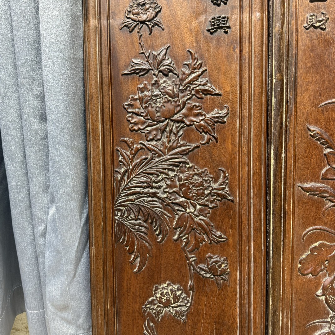 Qing Dynasty Rosewood carving Flower and Birds pattern Single-board four screens