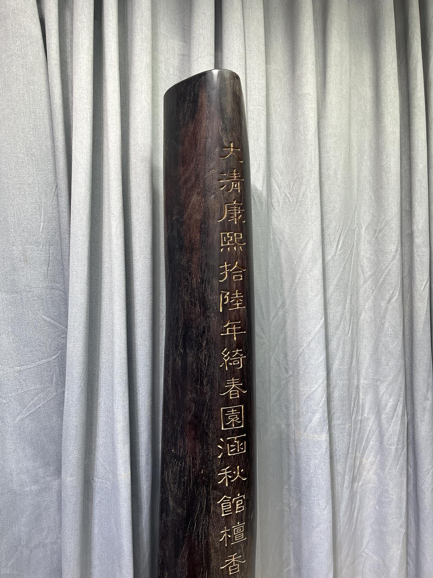 Qing Dynasty Sandalwood hand-carved Engraved Feng Shui Pillar