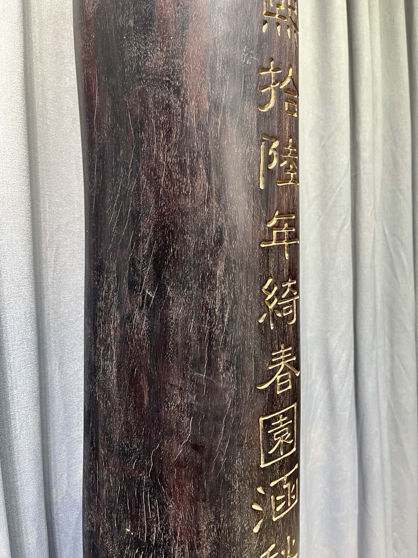 Qing Dynasty Sandalwood hand-carved Engraved Feng Shui Pillar