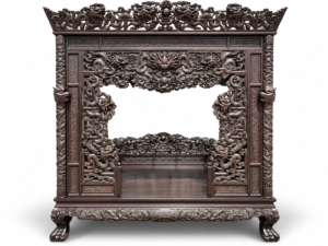 Qing Dynasty Red Sandalwood traditional mortise-and-tenon structure eight-step dragon pattern bed