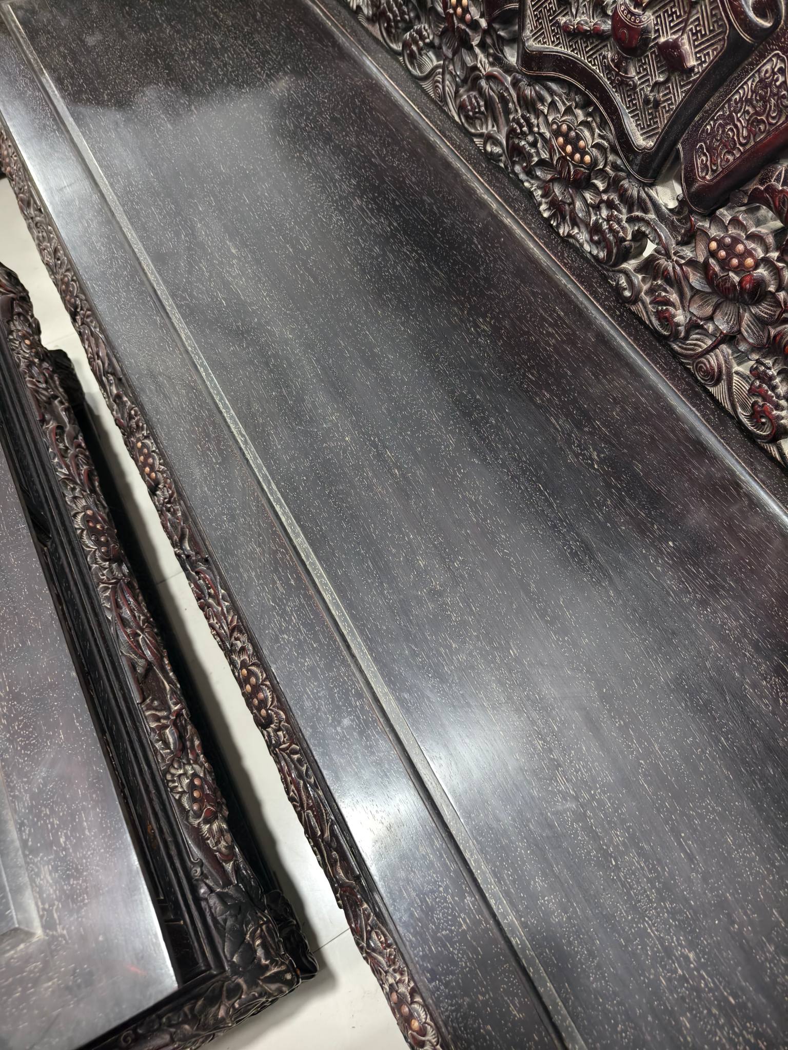 Qing Dynasty Rosewood curved hand Flower lotus pattern Ten-piece set Tables and Chair
