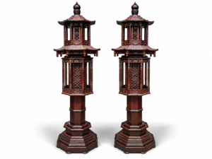 Qing Dynasty Red Sandalwood palace pair lanterns