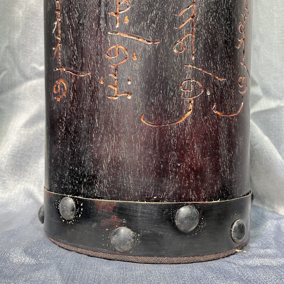 Qing Dynasty Sandalwood hand-engraved and gold-plated feng shui pillar
