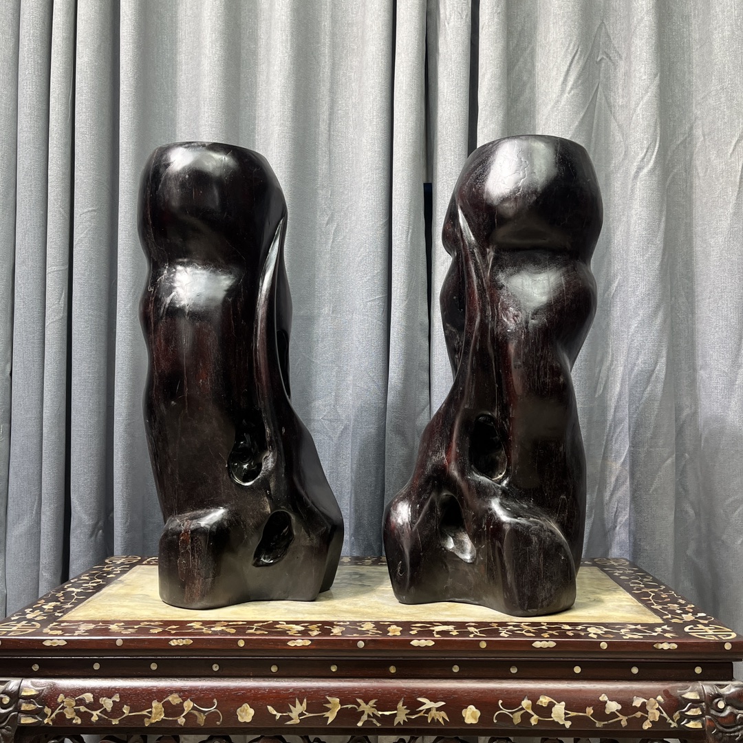 Qing Dynasty Sandalwood hand-engraved feng shui pillar