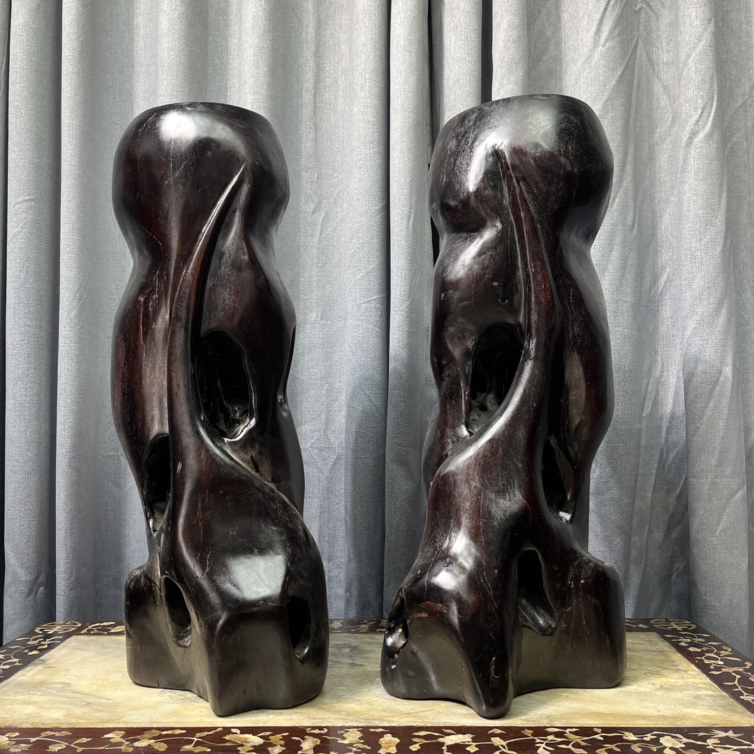 Qing Dynasty Sandalwood hand-engraved feng shui pillar