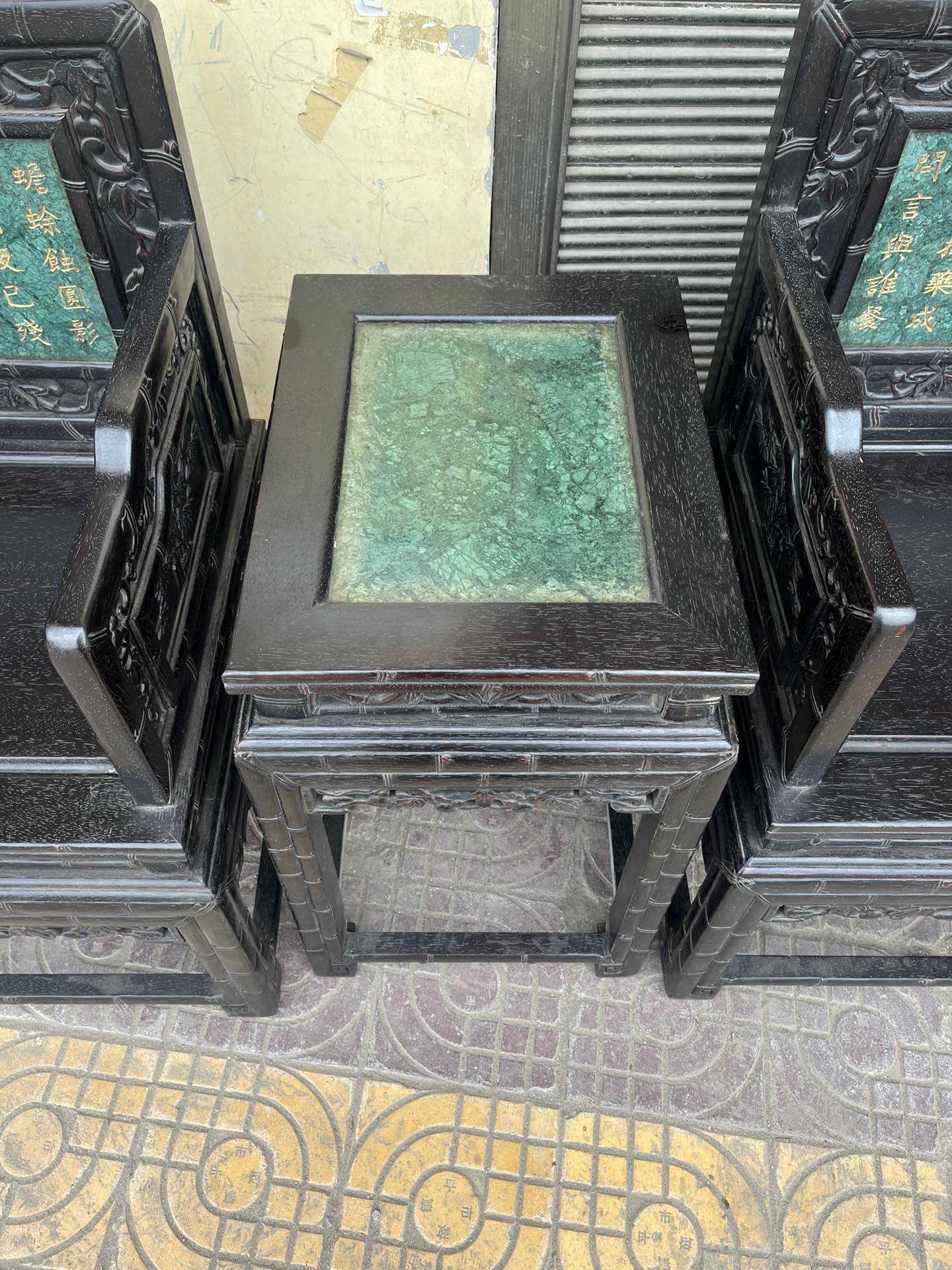 Qing Dynasty Sandalwood inlaid Taishi chair three-piece set