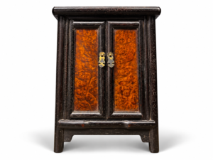 Qing Dynasty Rosewood orange coloured small rounded corner cabinet
