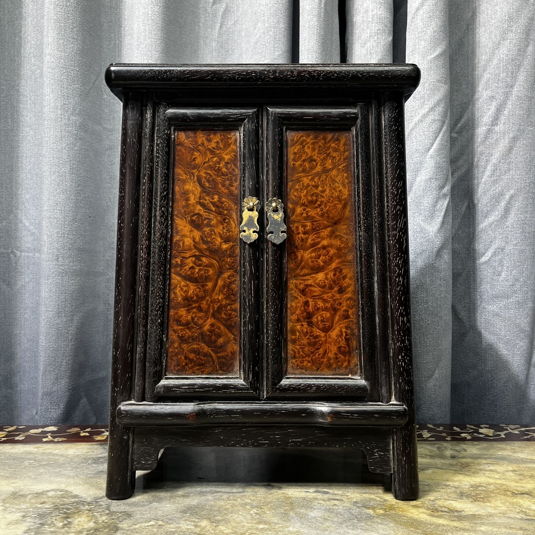 Qing Dynasty Rosewood orange coloured small rounded corner cabinet