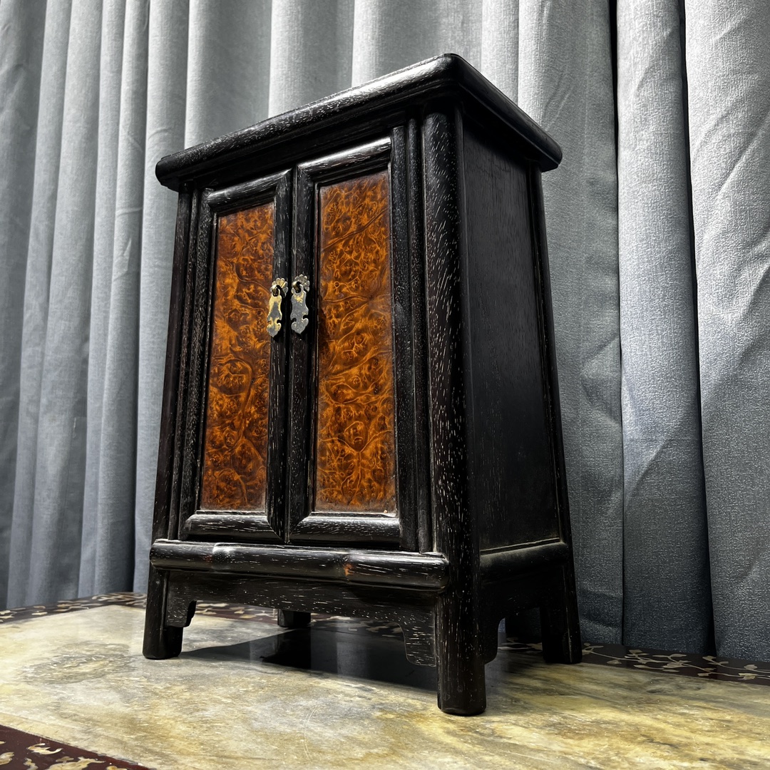 Qing Dynasty Rosewood orange coloured small rounded corner cabinet