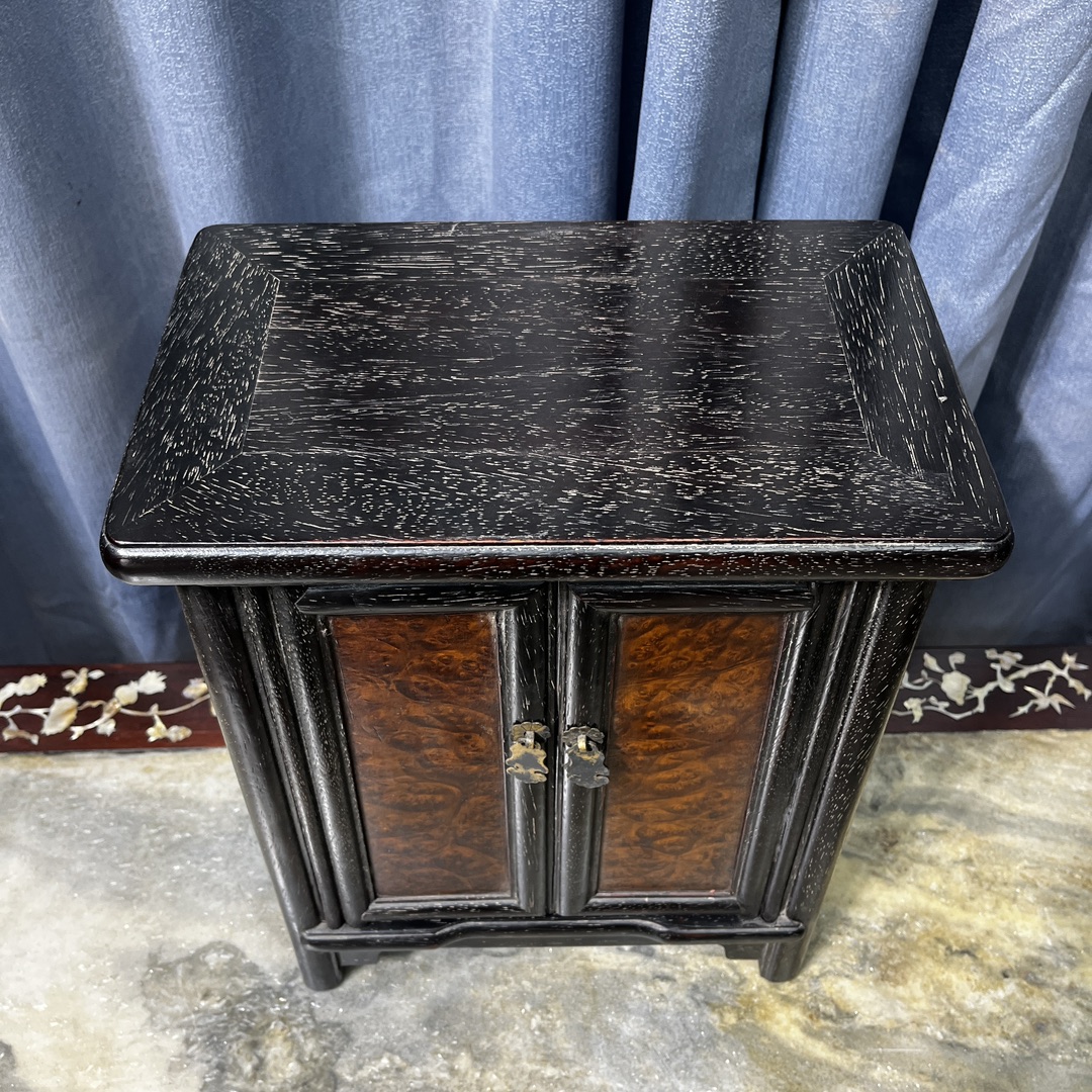 Qing Dynasty Rosewood orange coloured small rounded corner cabinet
