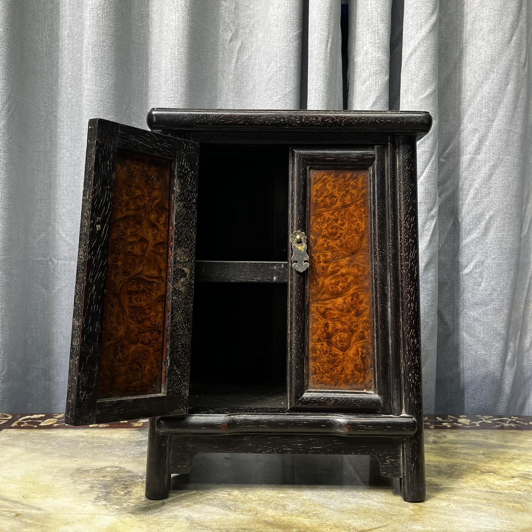 Qing Dynasty Rosewood orange coloured small rounded corner cabinet