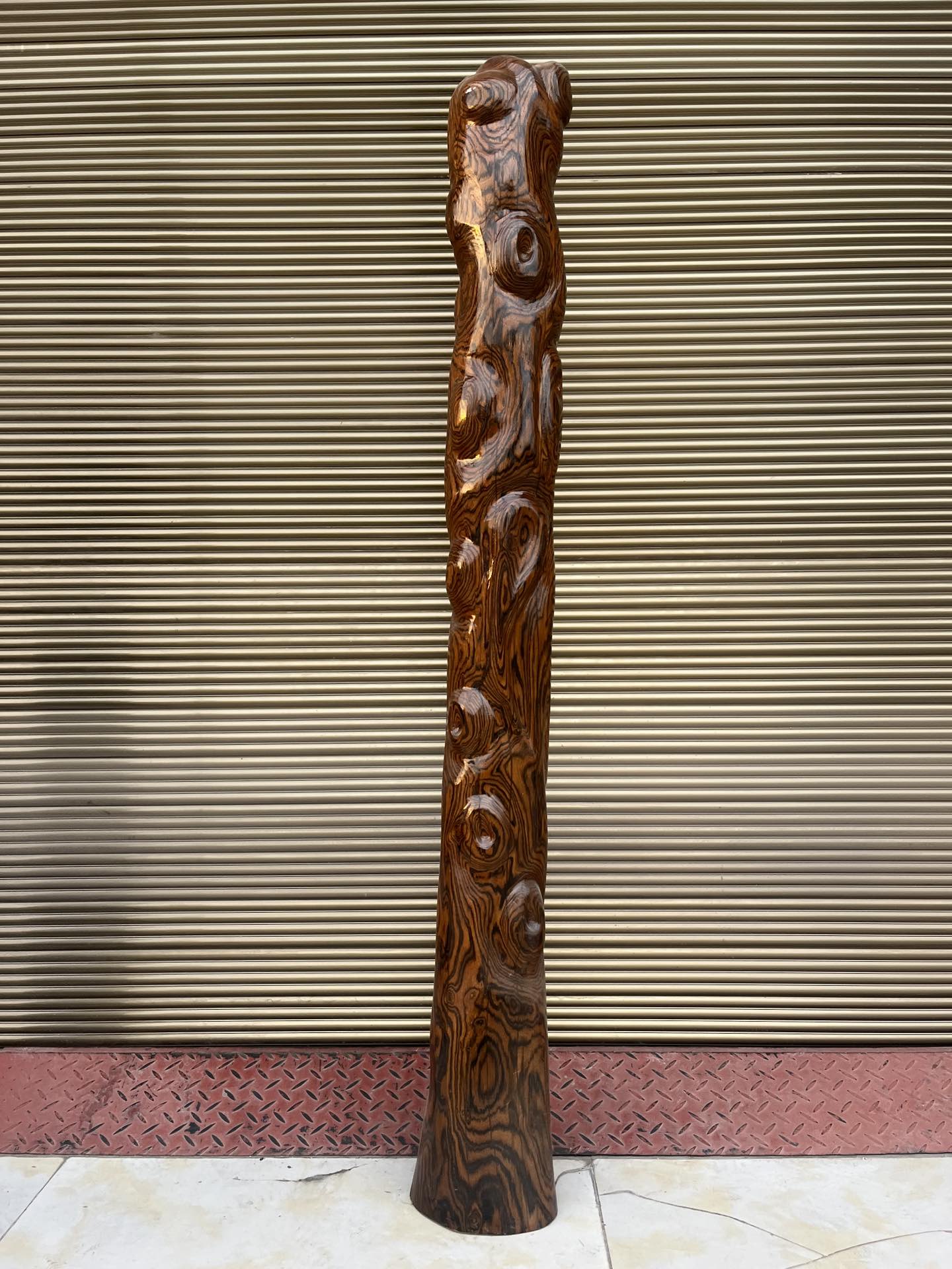 Qing Dynasty rosewood hand-engraved feng shui pillar