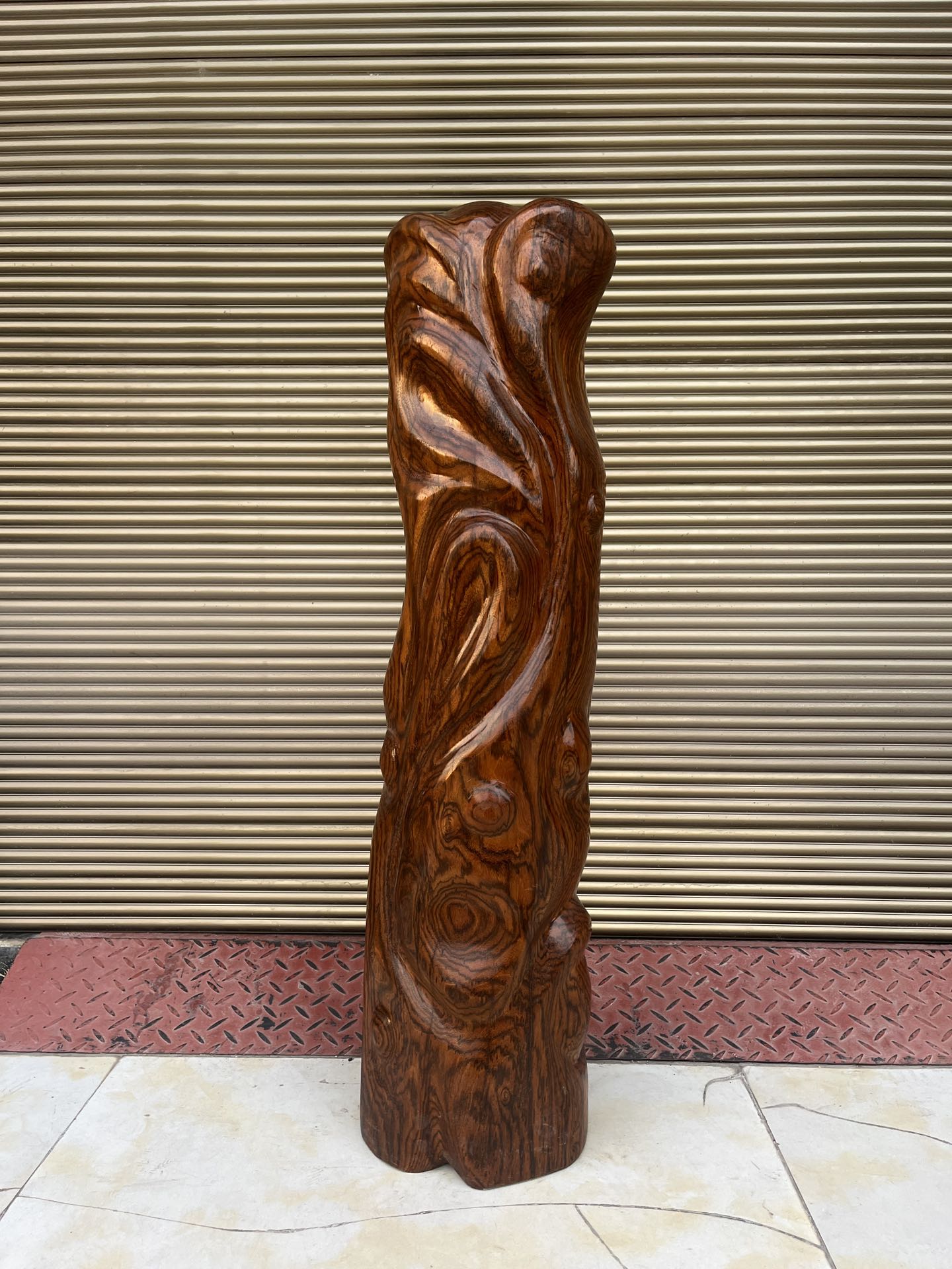 Qing Dynasty rosewood hand-engraved feng shui pillar