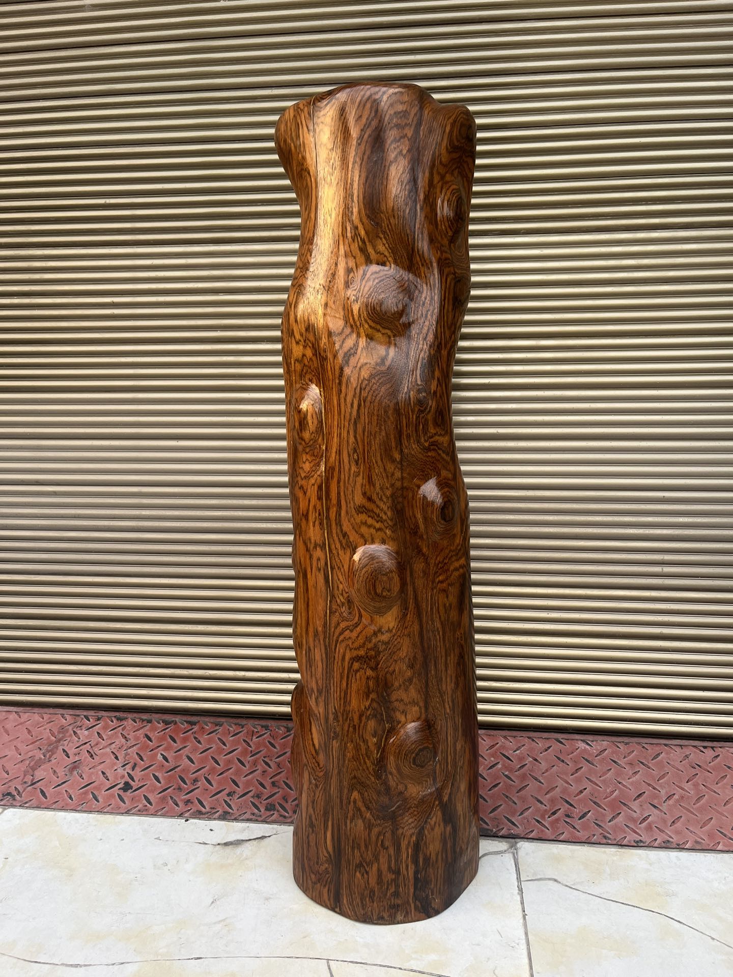 Qing Dynasty rosewood hand-engraved feng shui pillar