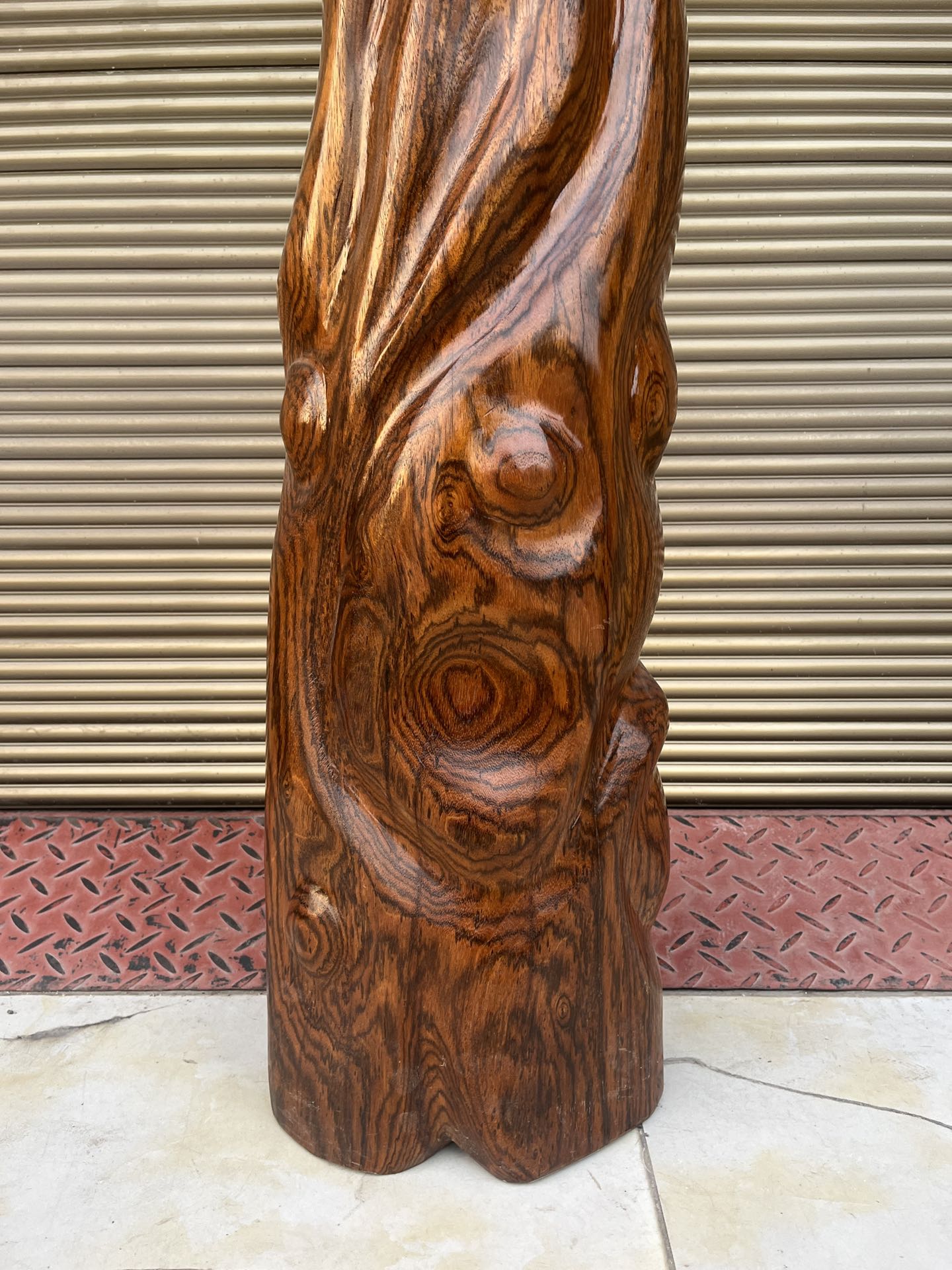 Qing Dynasty rosewood hand-engraved feng shui pillar