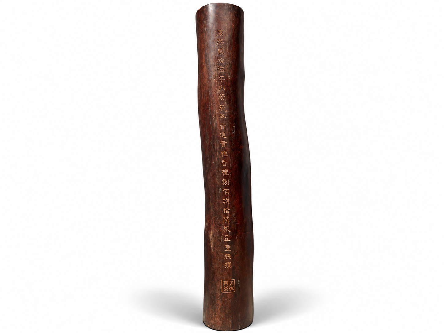 Qing Dynasty Sandalwood hand-engraved feng shui pillar