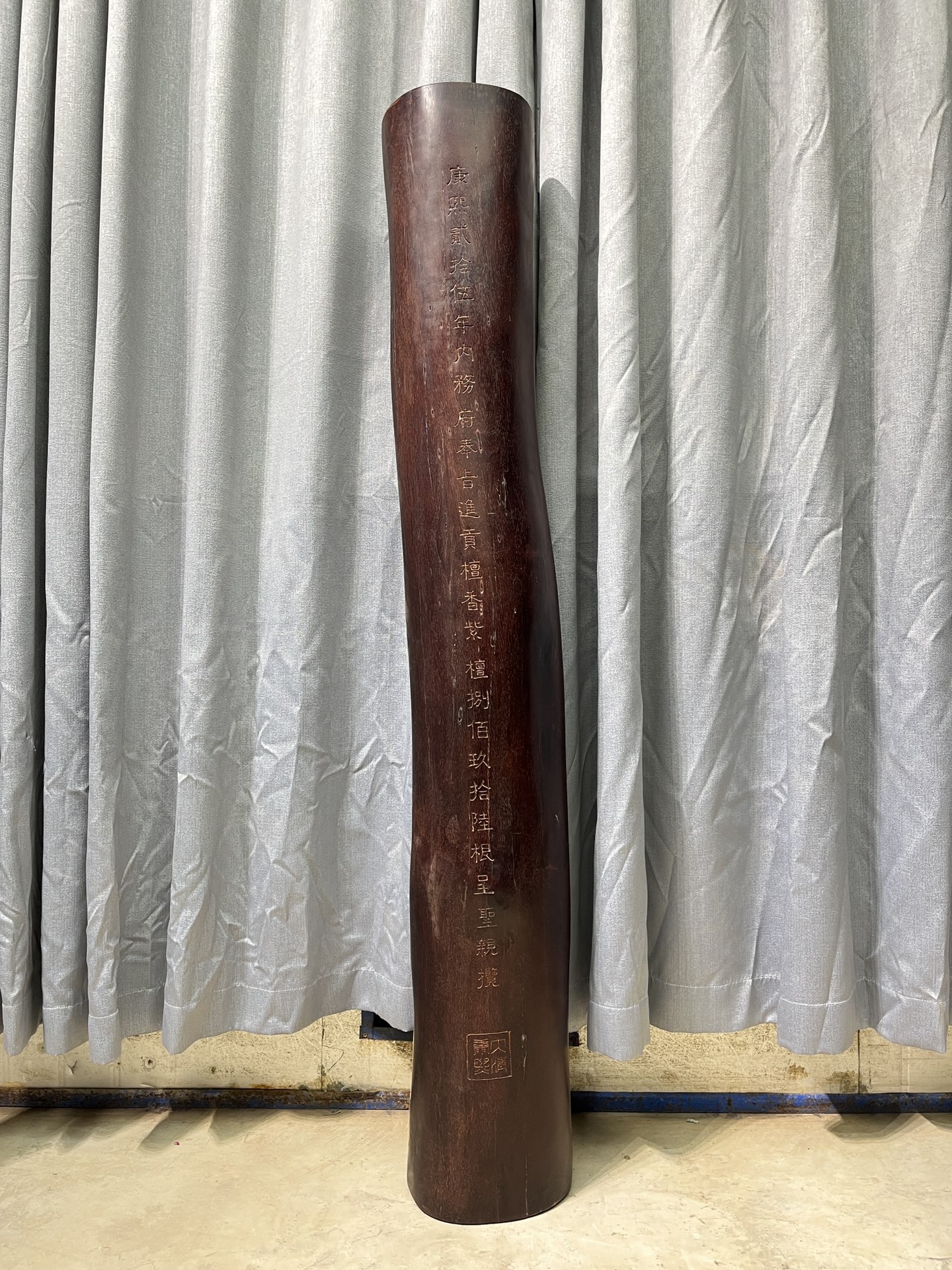 Qing Dynasty Sandalwood hand-engraved feng shui pillar