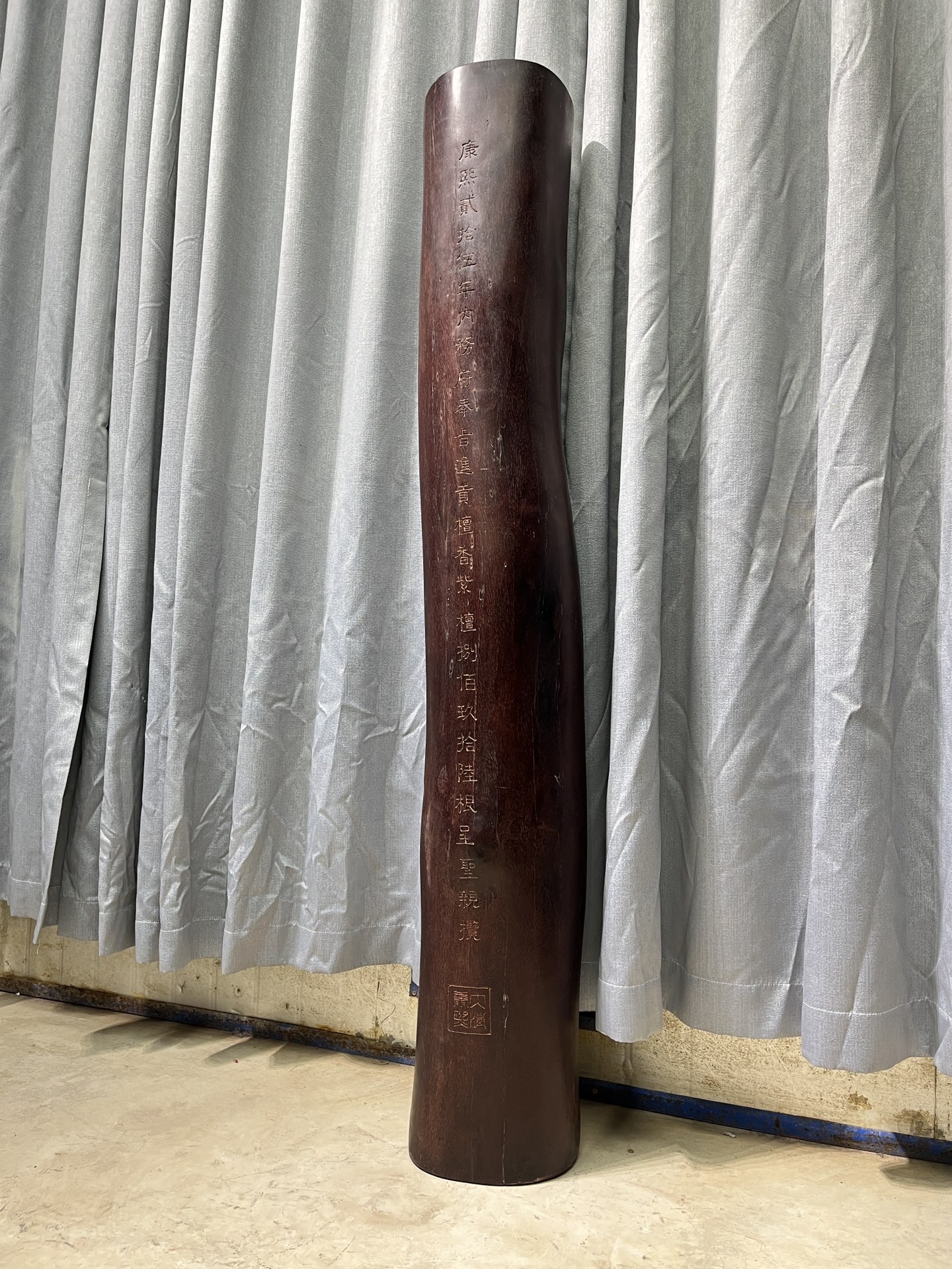 Qing Dynasty Sandalwood hand-engraved feng shui pillar