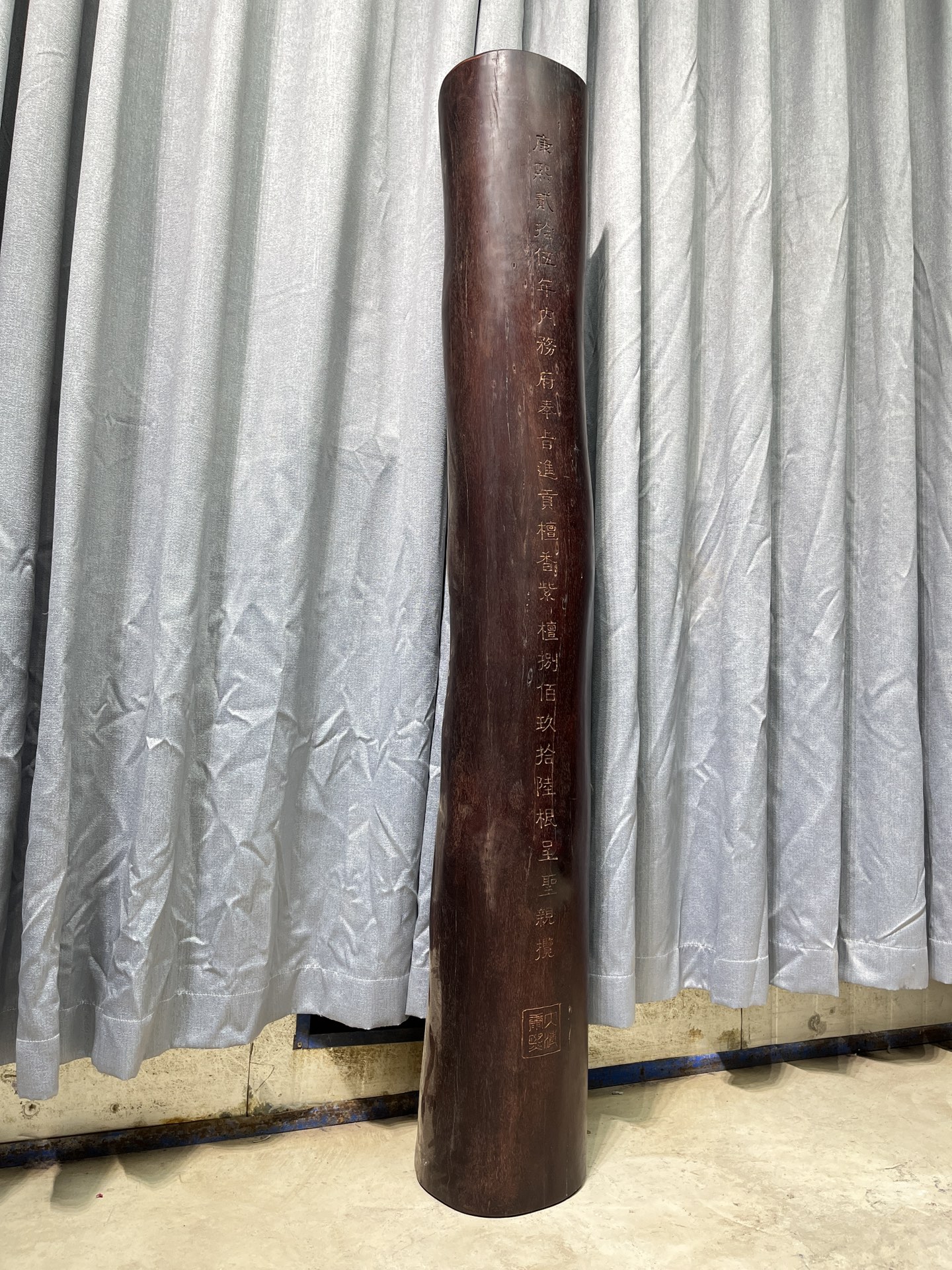 Qing Dynasty Sandalwood hand-engraved feng shui pillar