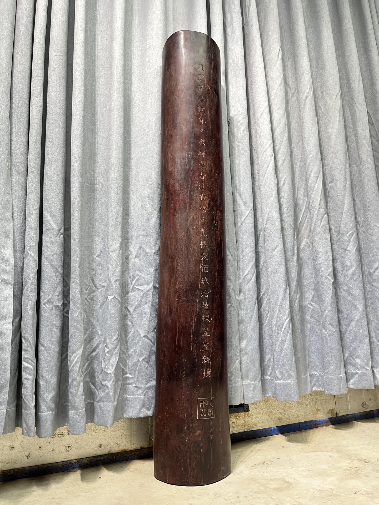 Qing Dynasty Sandalwood hand-engraved feng shui pillar