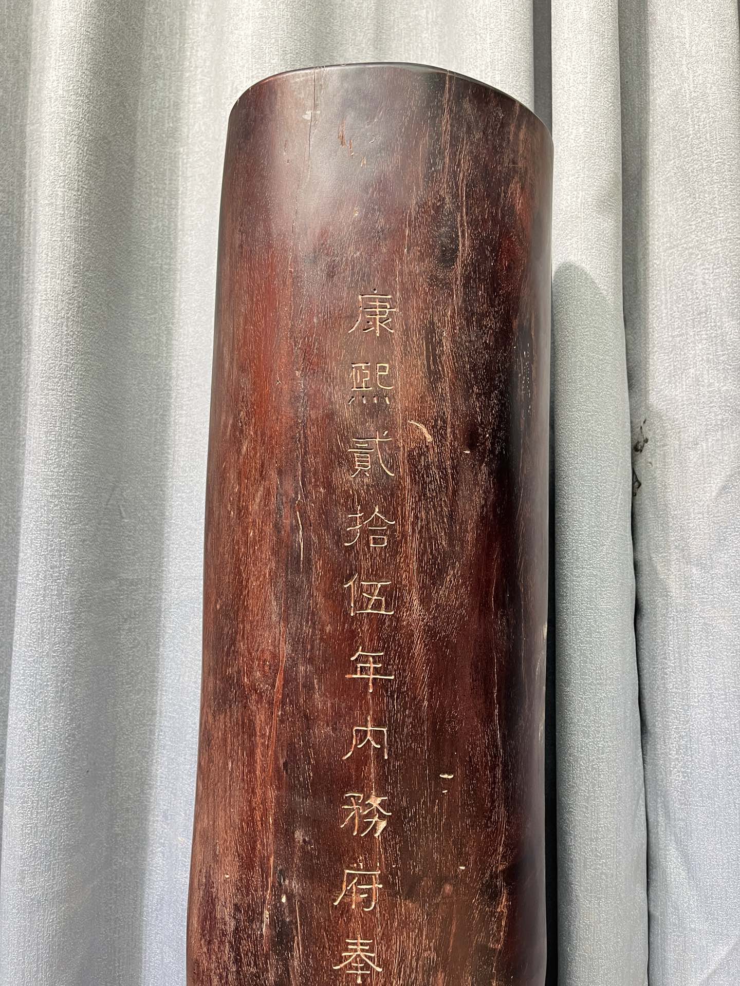 Qing Dynasty Sandalwood hand-engraved feng shui pillar