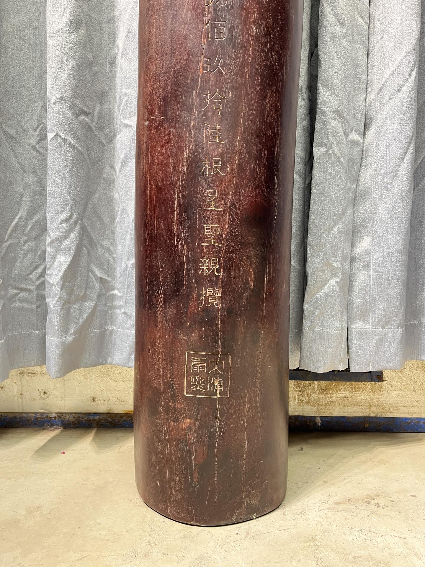 Qing Dynasty Sandalwood hand-engraved feng shui pillar