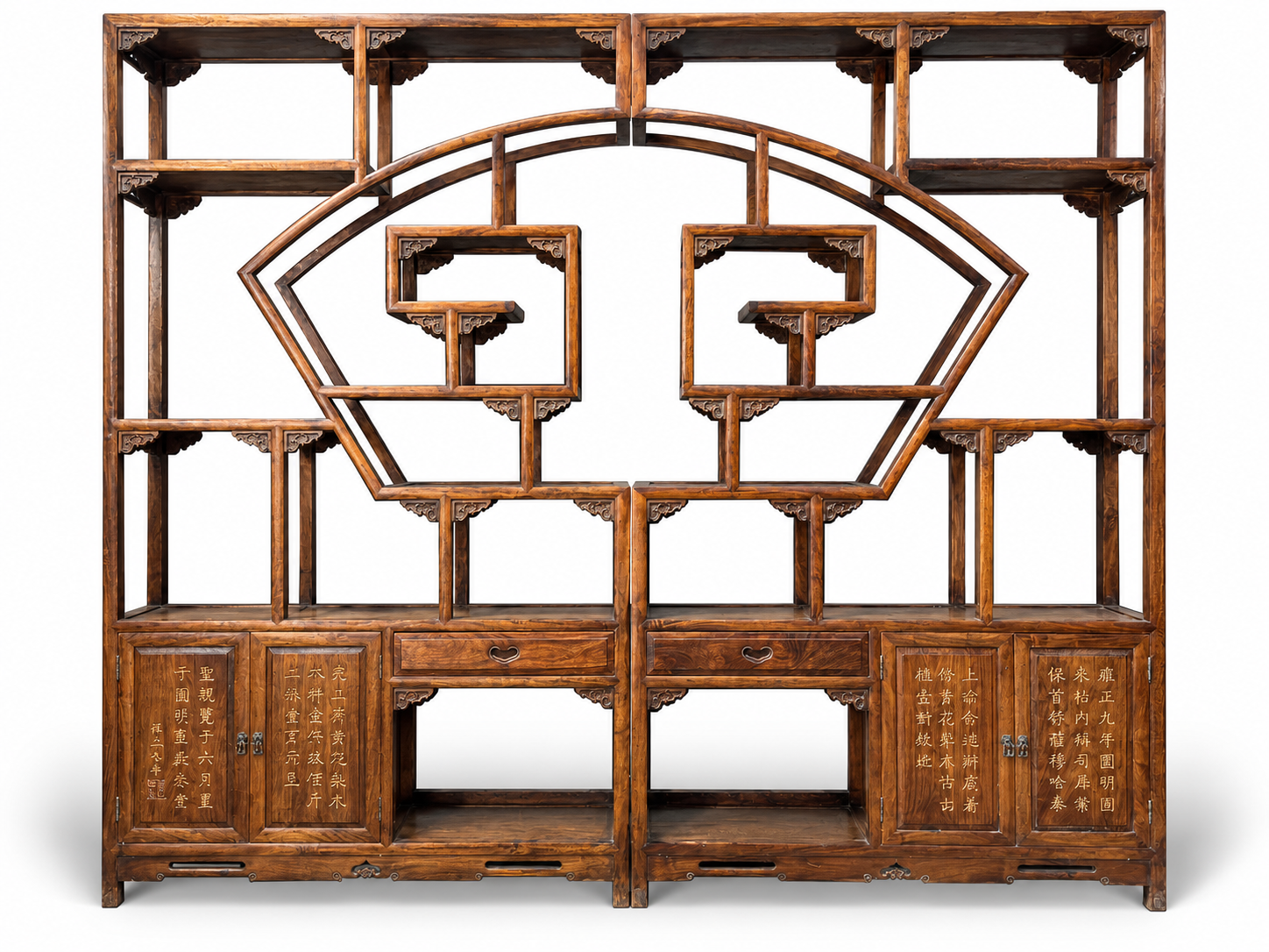 Qing Dynasty Rosewood hand-engraved flower pattern rack