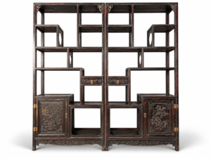 Qing Dynasty Sandalwood hand-engraved flower pattern rack