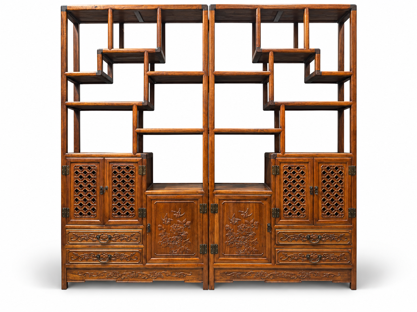 Qing Dynasty Rosewood hand-engraved flower pattern rack
