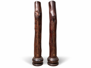 Qing Dynasty Ebony wood hand carved base feng shui pillar