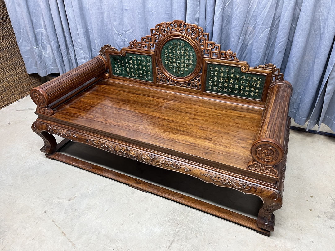 Qing Dynasty Rosewood inlaid jasper imperial concubine bed