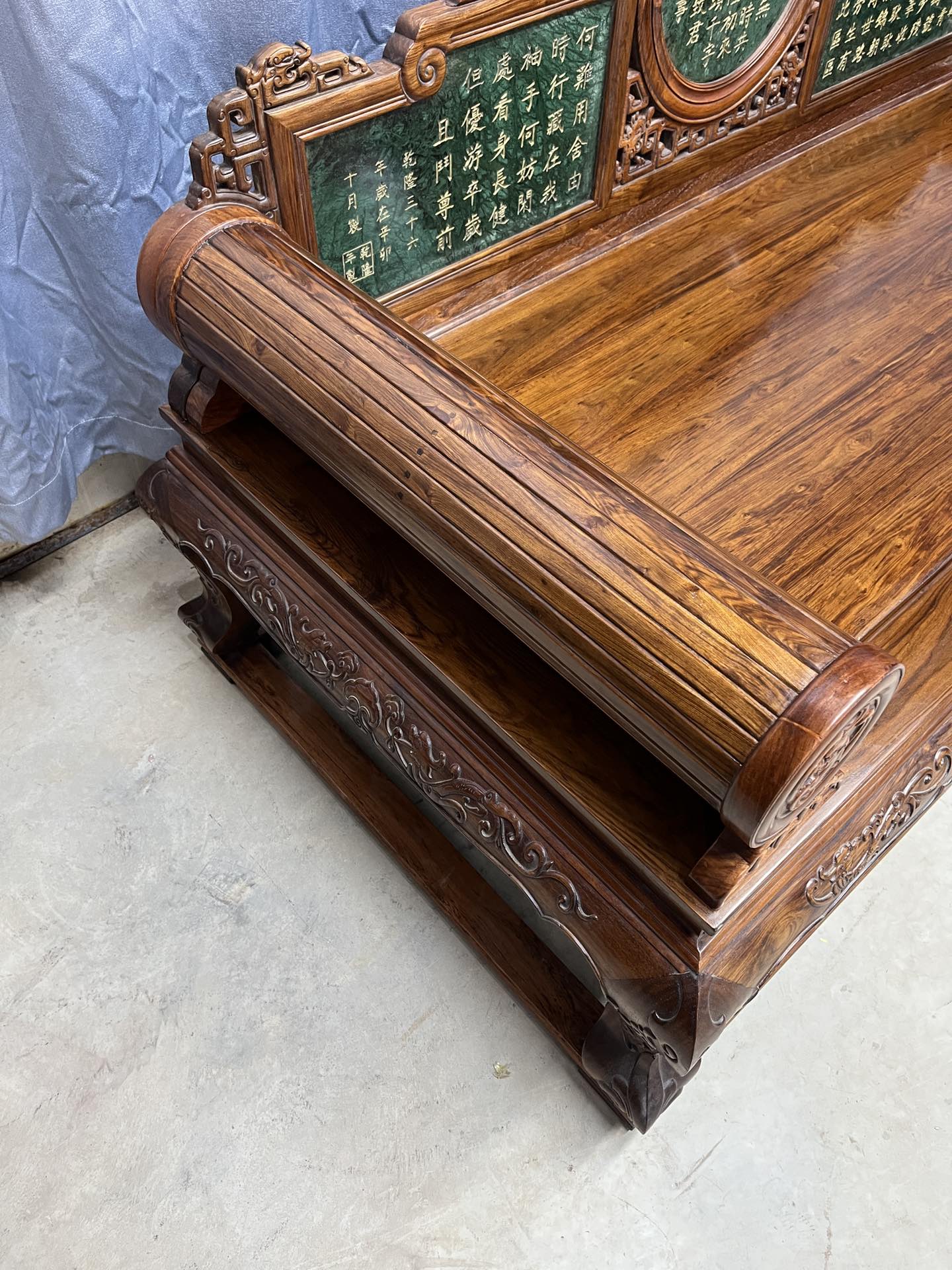 Qing Dynasty Rosewood inlaid jasper imperial concubine bed