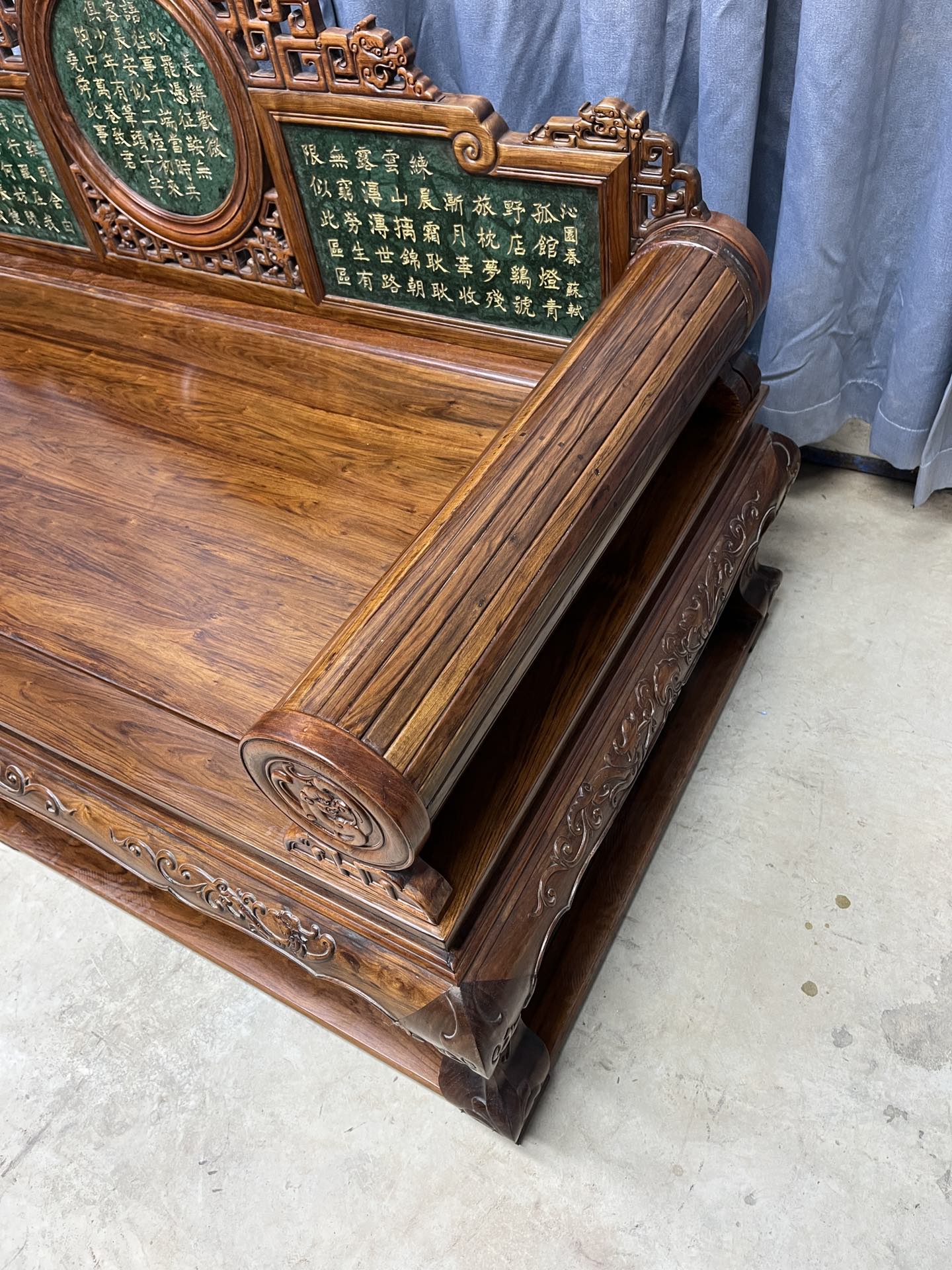 Qing Dynasty Rosewood inlaid jasper imperial concubine bed