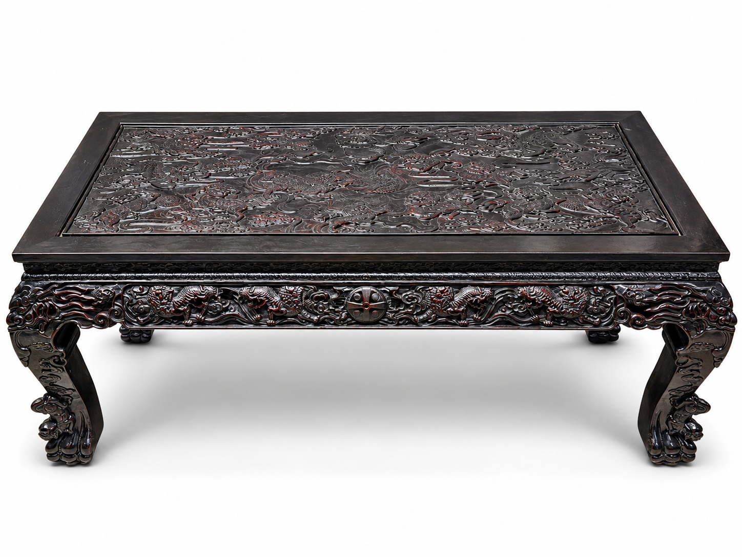 Qing Dynasty Red Sandalwood fully carved painting case Tables