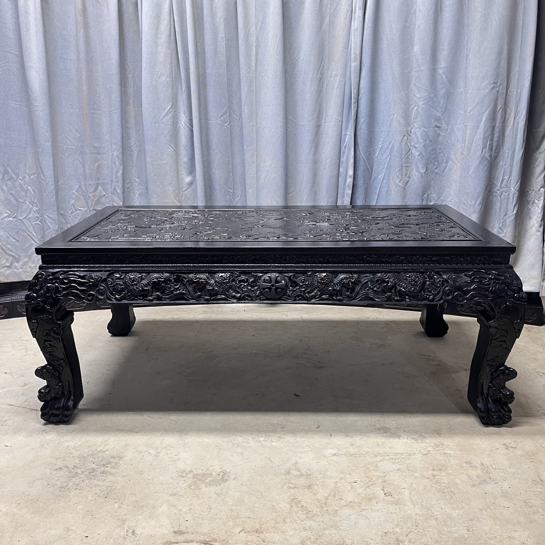 Qing Dynasty Red Sandalwood fully carved painting case Tables