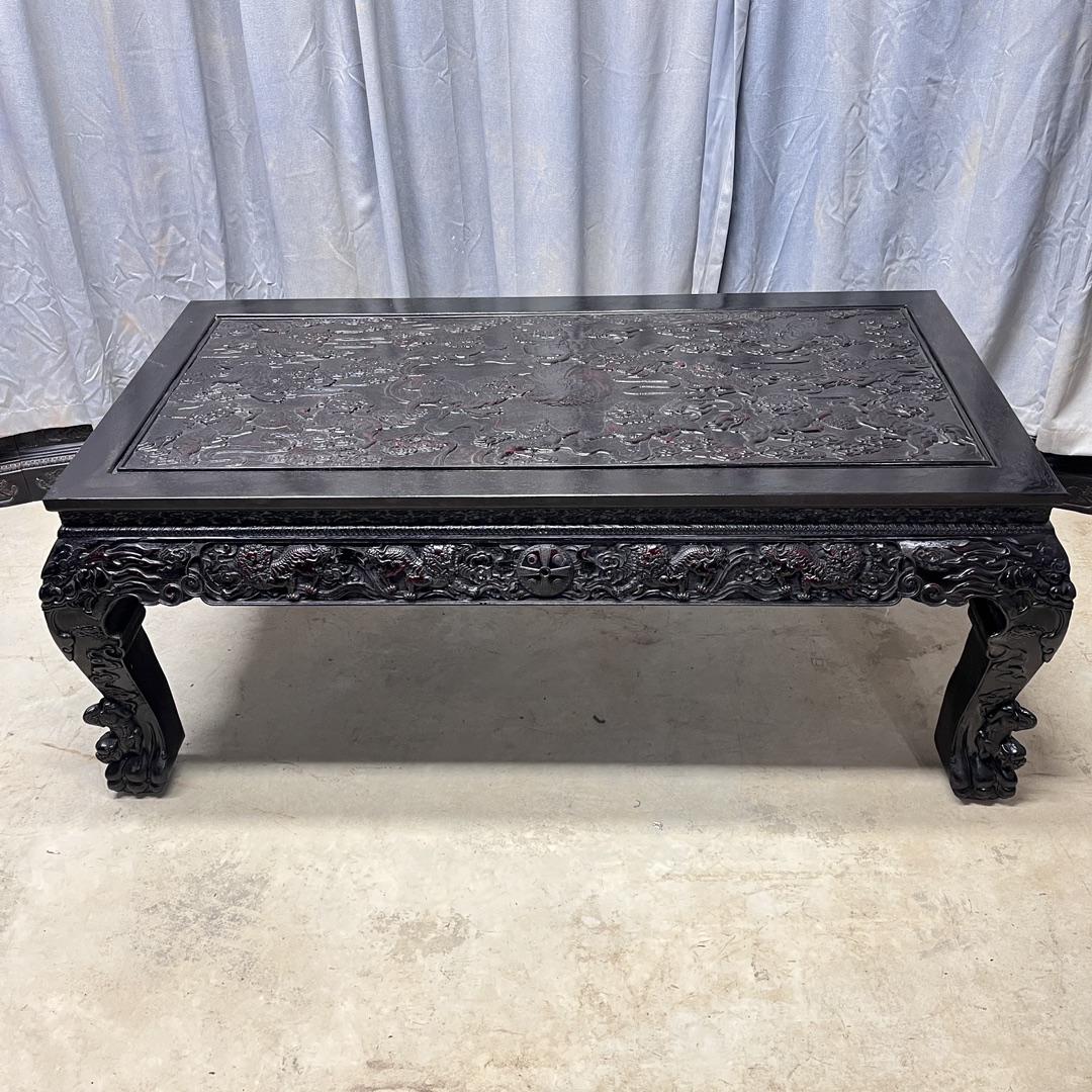 Qing Dynasty Red Sandalwood fully carved painting case Tables