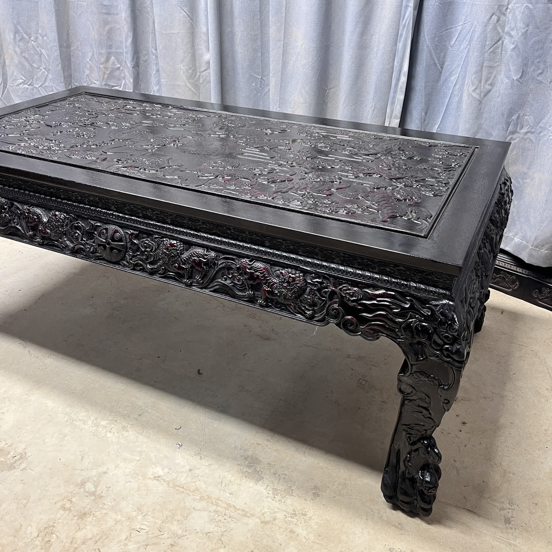 Qing Dynasty Red Sandalwood fully carved painting case Tables