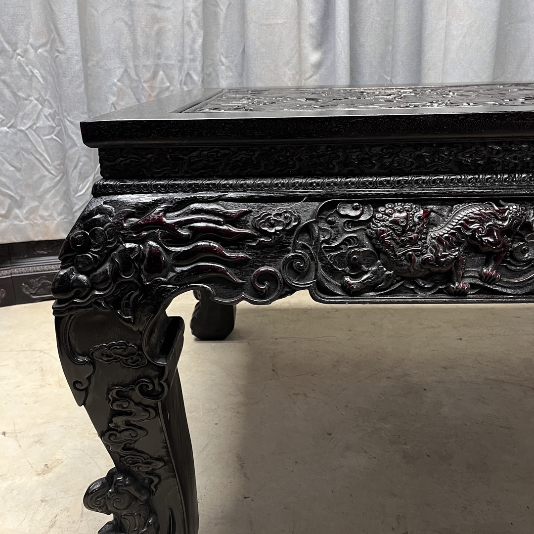 Qing Dynasty Red Sandalwood fully carved painting case Tables