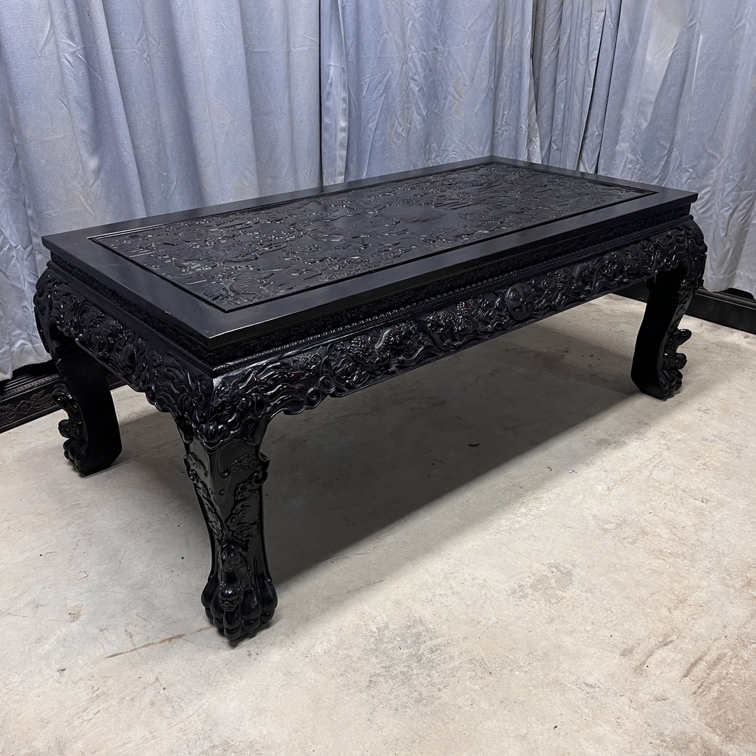 Qing Dynasty Red Sandalwood fully carved painting case Tables