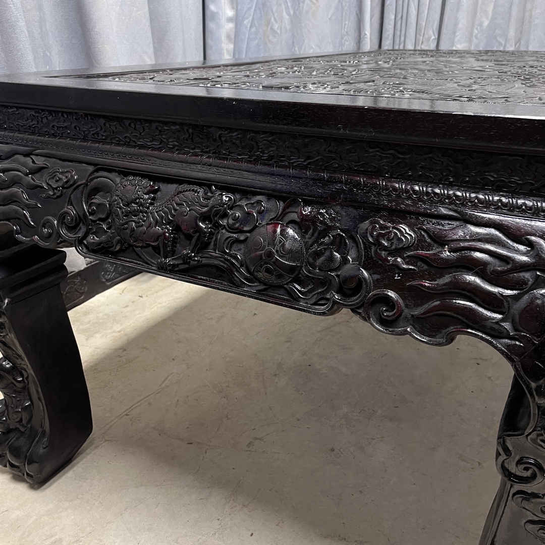 Qing Dynasty Red Sandalwood fully carved painting case Tables